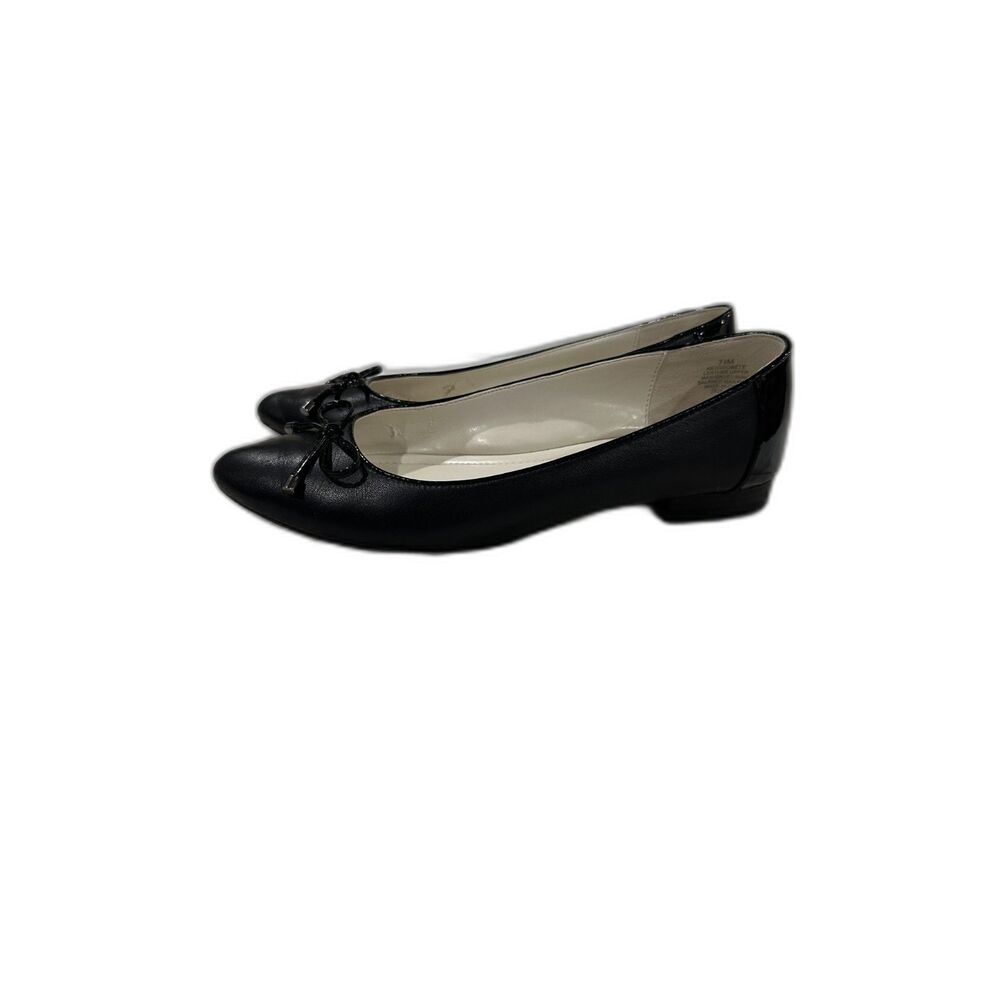 Anne Klein Black Leather Ballet Flats Size 7-1/2 M - Picture 2 of 7